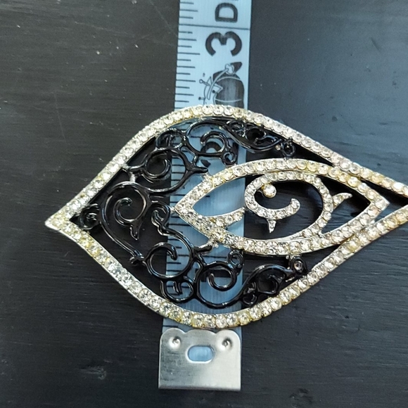 Large Silver/Black Dangle Earrings - Picture 4 of 4